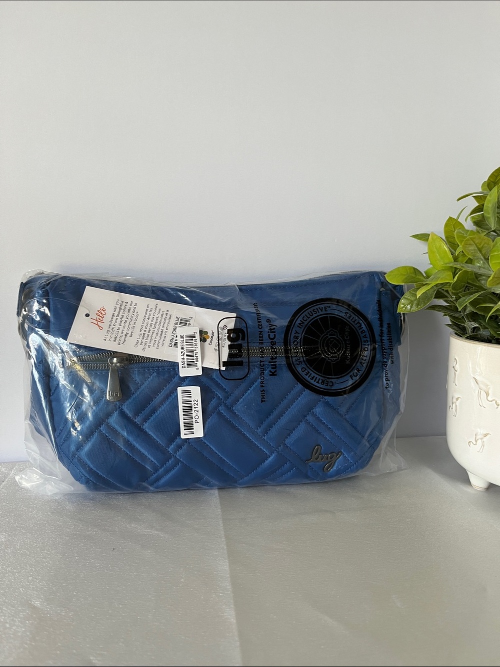 LUG - Dash Classic Crossbody in Azure Blue w/Geo Palms Blue Interior - Picture 3 of 5